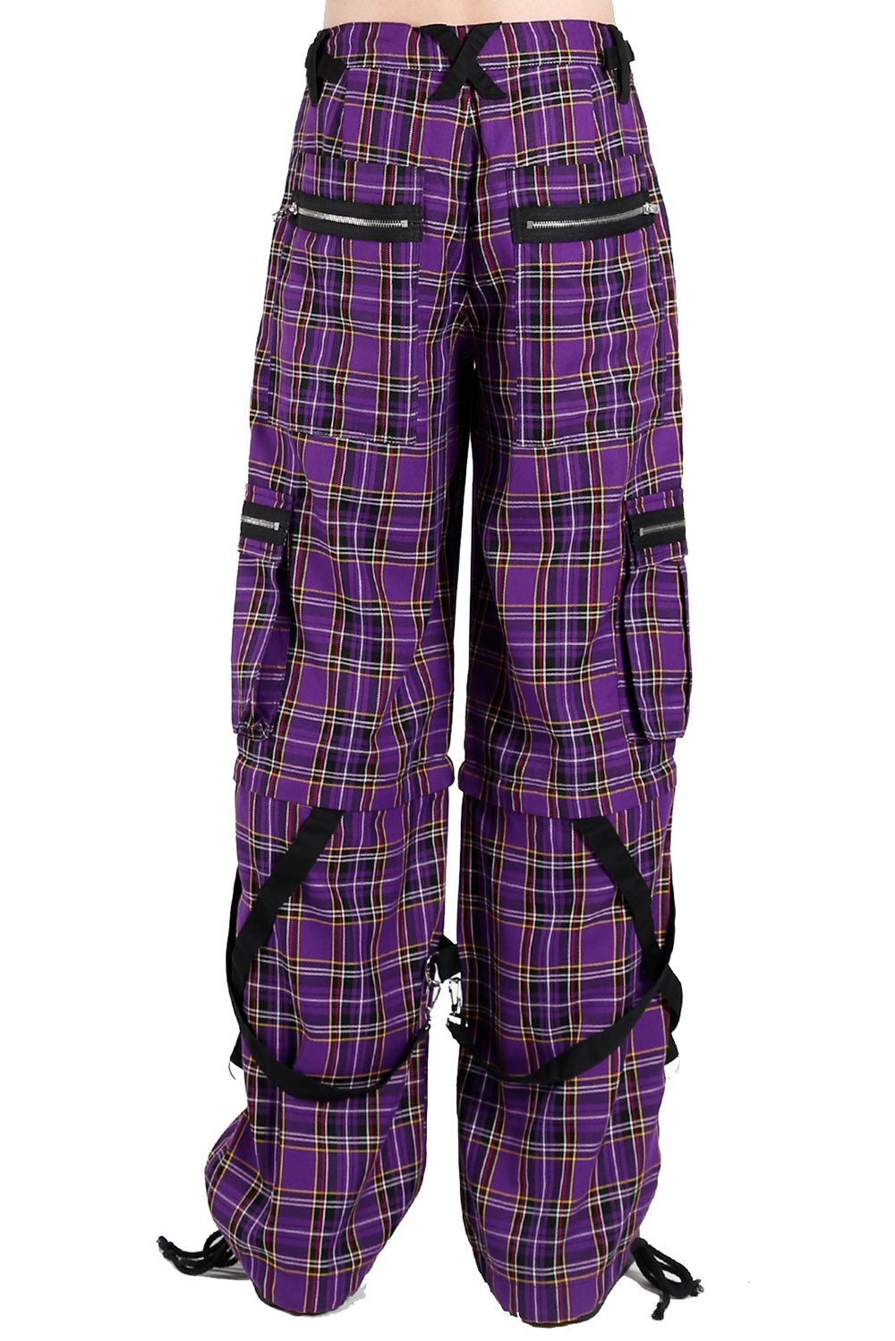 Tripp Strap Plaid Baggy Bondage Pants [Purple Plaid]
