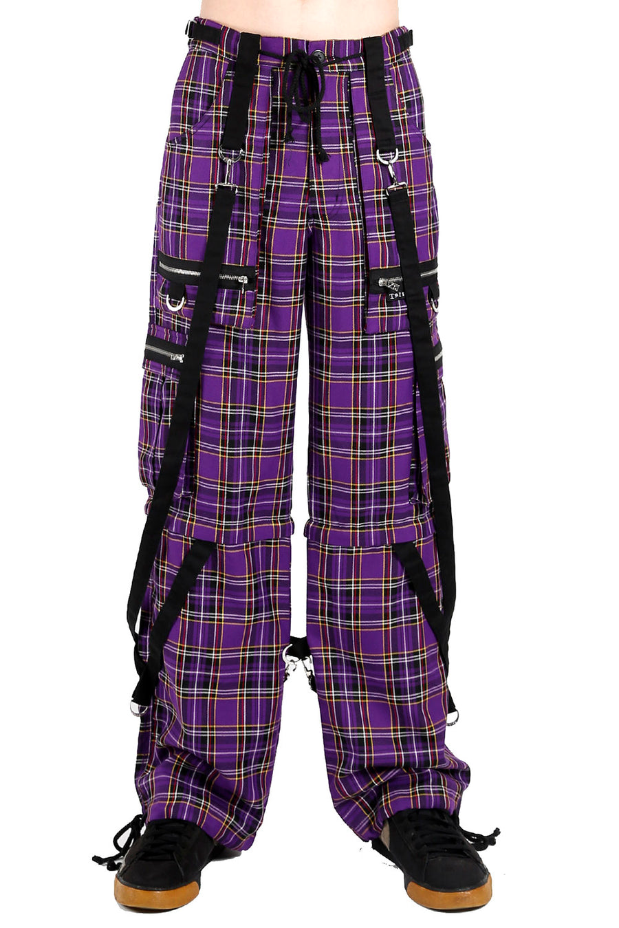 Tripp Strap Plaid Baggy Bondage Pants [Purple Plaid]