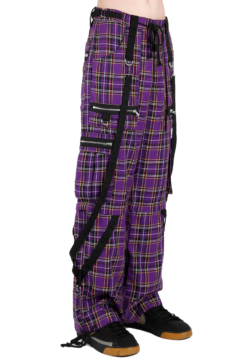 Tripp Strap Plaid Baggy Bondage Pants [Purple Plaid]