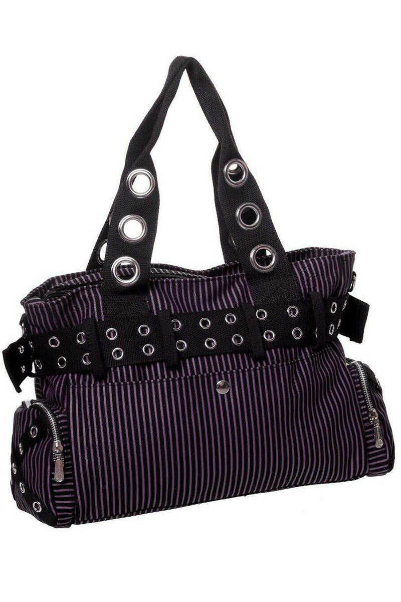 Purple Prison Stripes Handcuff Handbag [BLACK/PURPLE]