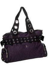 Lila Gefängnis-Streifen-Handschellen-Handtasche [SCHWARZ/LILA]