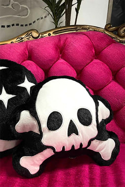 Furry Skull & Bones Pillow