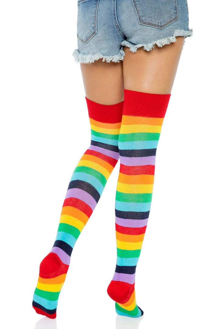 Goth Rainbow Thigh High Socks