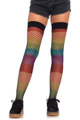 Rainbow Fishnet Thigh Highs