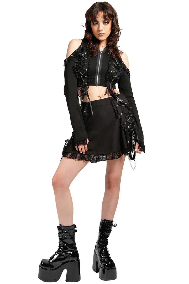 Tripp Lolita Suspender Skirt [Black/Black]