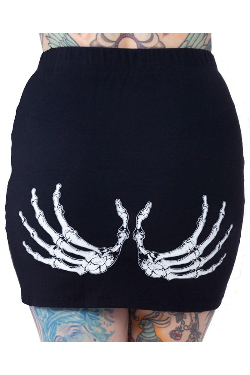 Kreepsville Skeleton Glow Hand Black Mini Skirt - Vampirefreaks Store