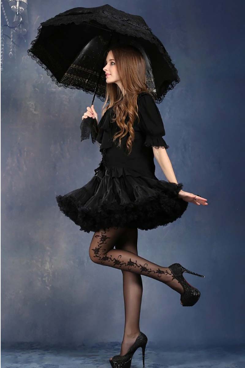 Teleskop-Regenschirm „Lolita“ mit Spitze