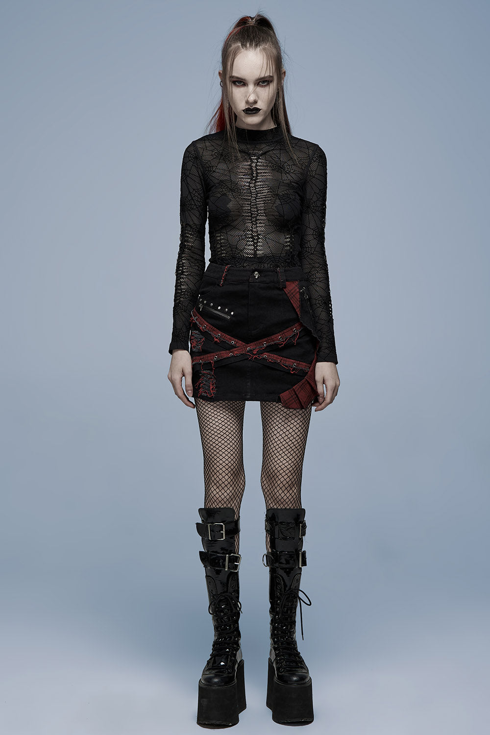 Slasher Girl Spiderweb Top [BLACK]