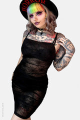 Spider Web Mesh Bodycon Mini Dress
