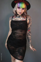 Spider Web Mesh Bodycon Mini Dress