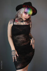 Spider Web Mesh Bodycon Mini Dress