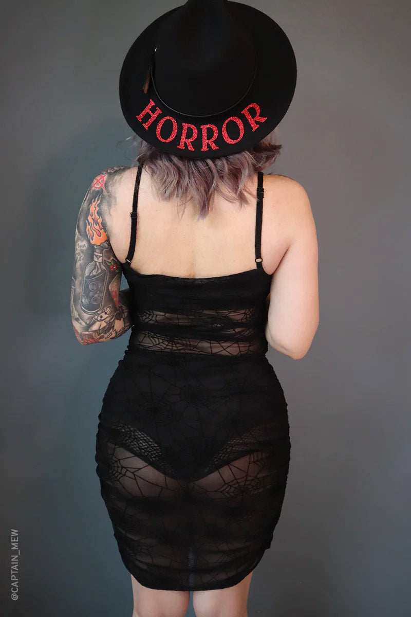 Spider Web Mesh Bodycon Mini Dress