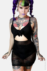 Spiderweb Mesh Front Tie Dress