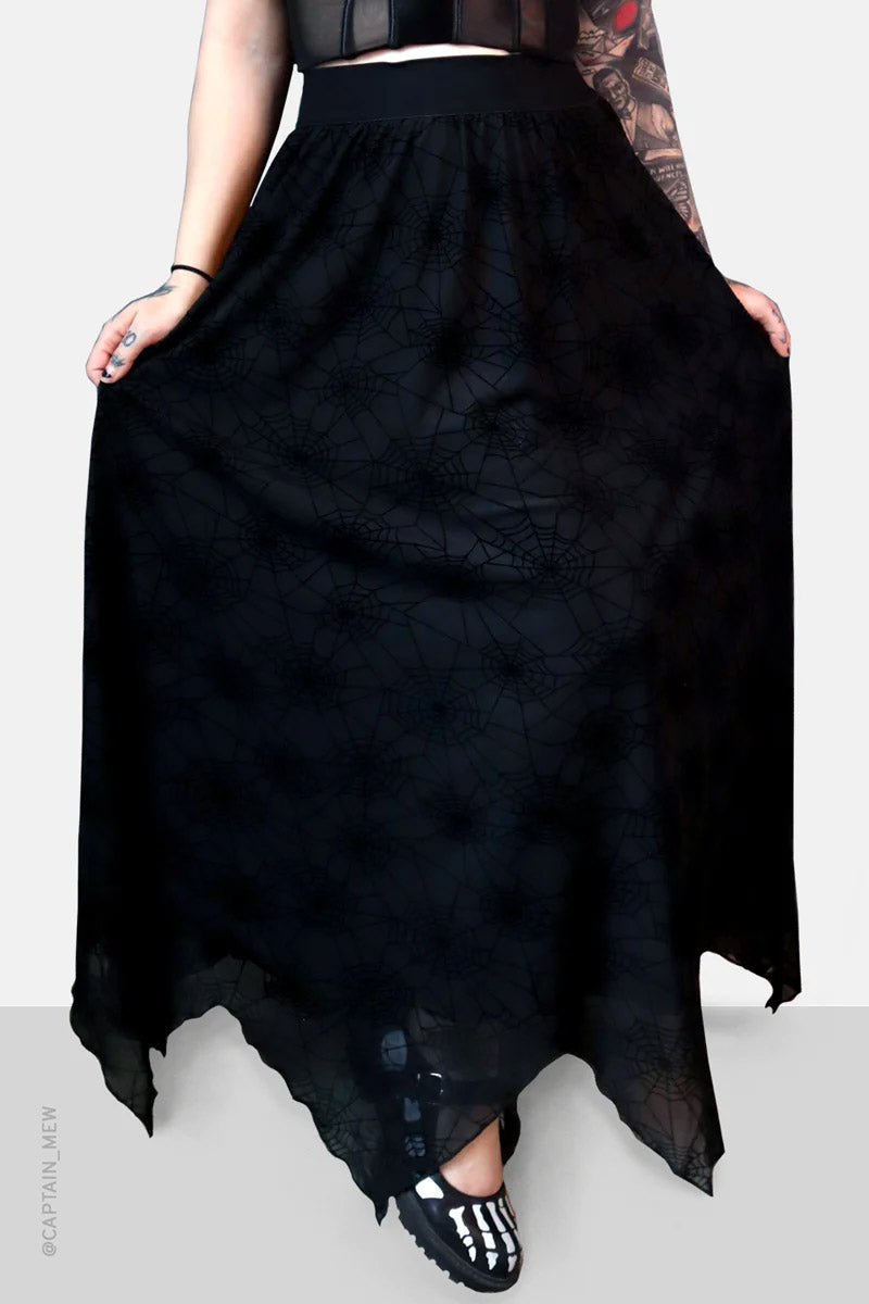 Spider Web Mesh Maxi Skirt [with Liner] – VampireFreaks