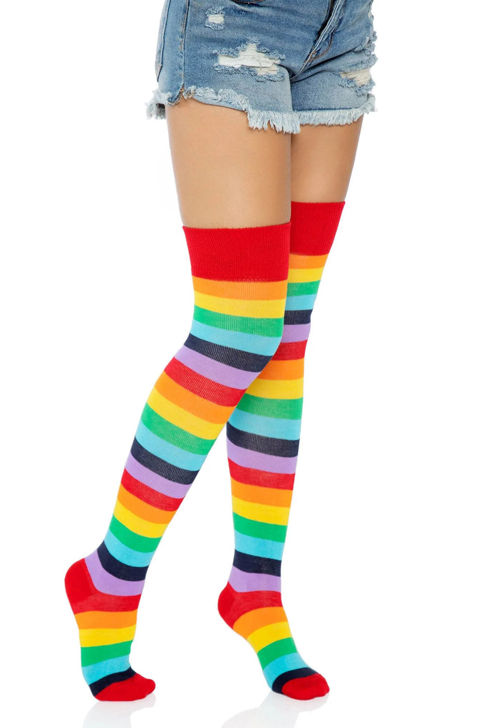 Goth Rainbow Thigh High Socks