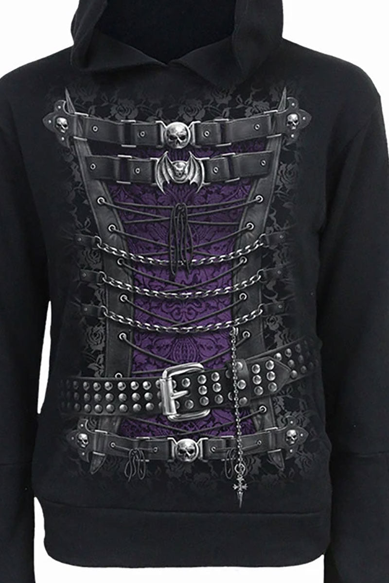 Metal Streetwear Waisted Corset Hoodie