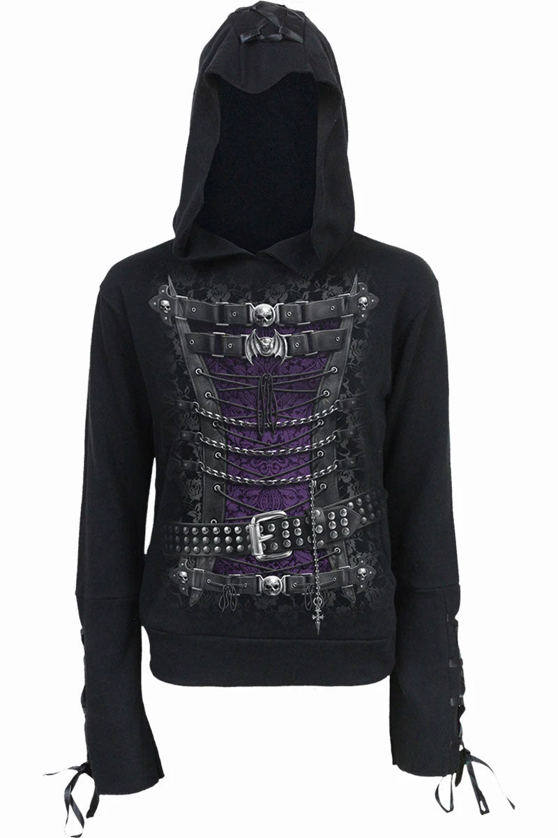 Metal Streetwear Waisted Corset Hoodie