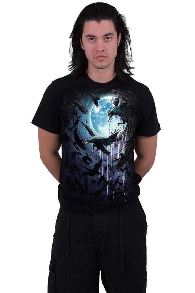 Spiral Crow Moon T-Shirt - VampireFreaks