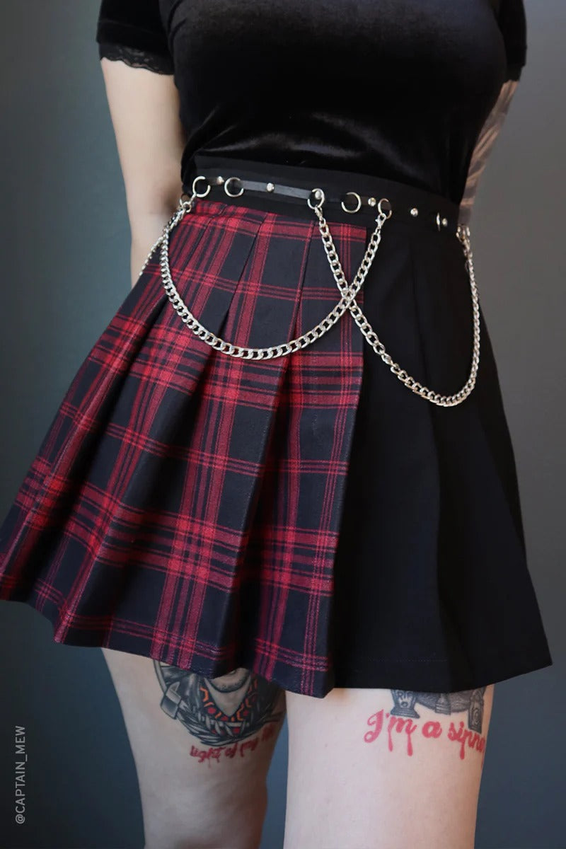 Tartan Pleated Chain Mini Skirt VampireFreaks