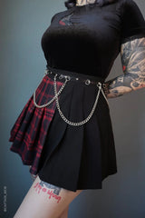 Tartan Pleated Chain Mini Skirt