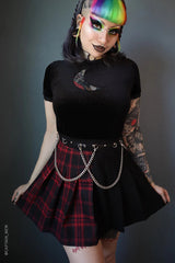 Tartan Pleated Chain Mini Skirt