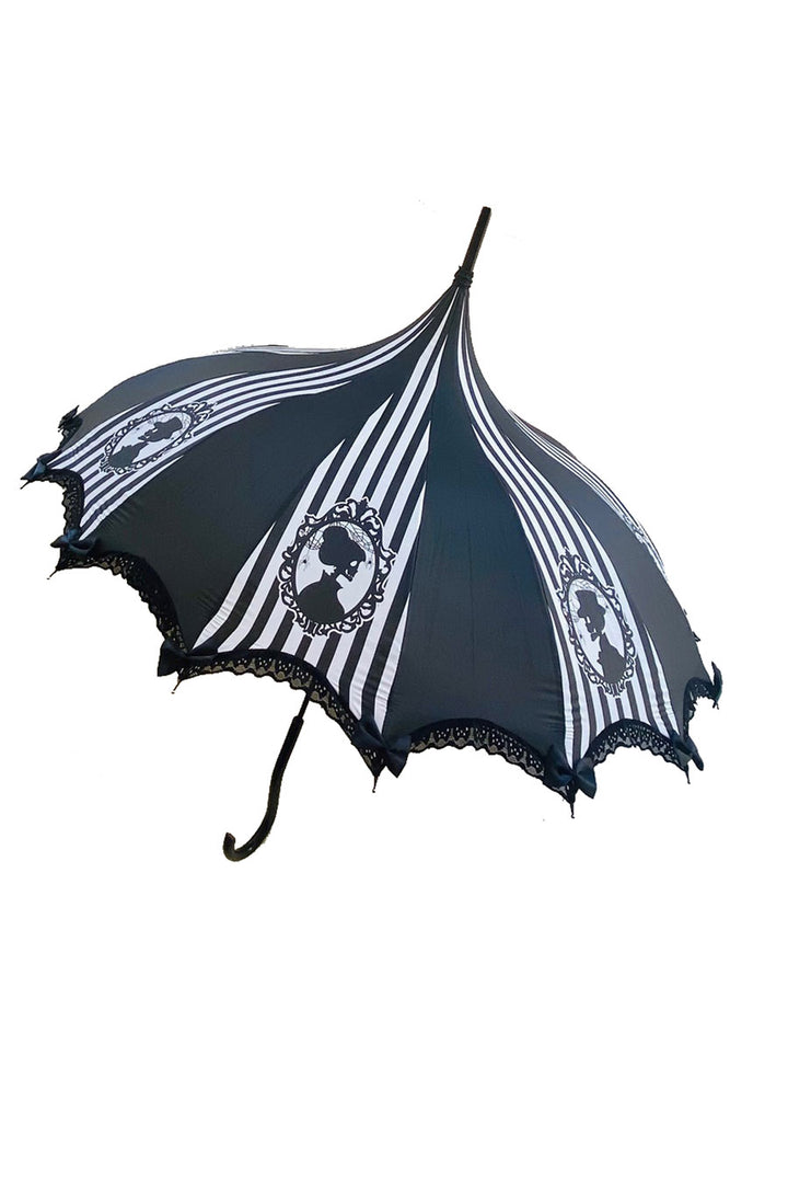Striped Skeleton Umbrella [Black/White]