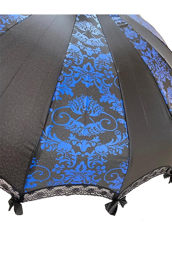 Hilarys Vanity Bat Damask Umbrella [Black/Blue] - VampireFreaks