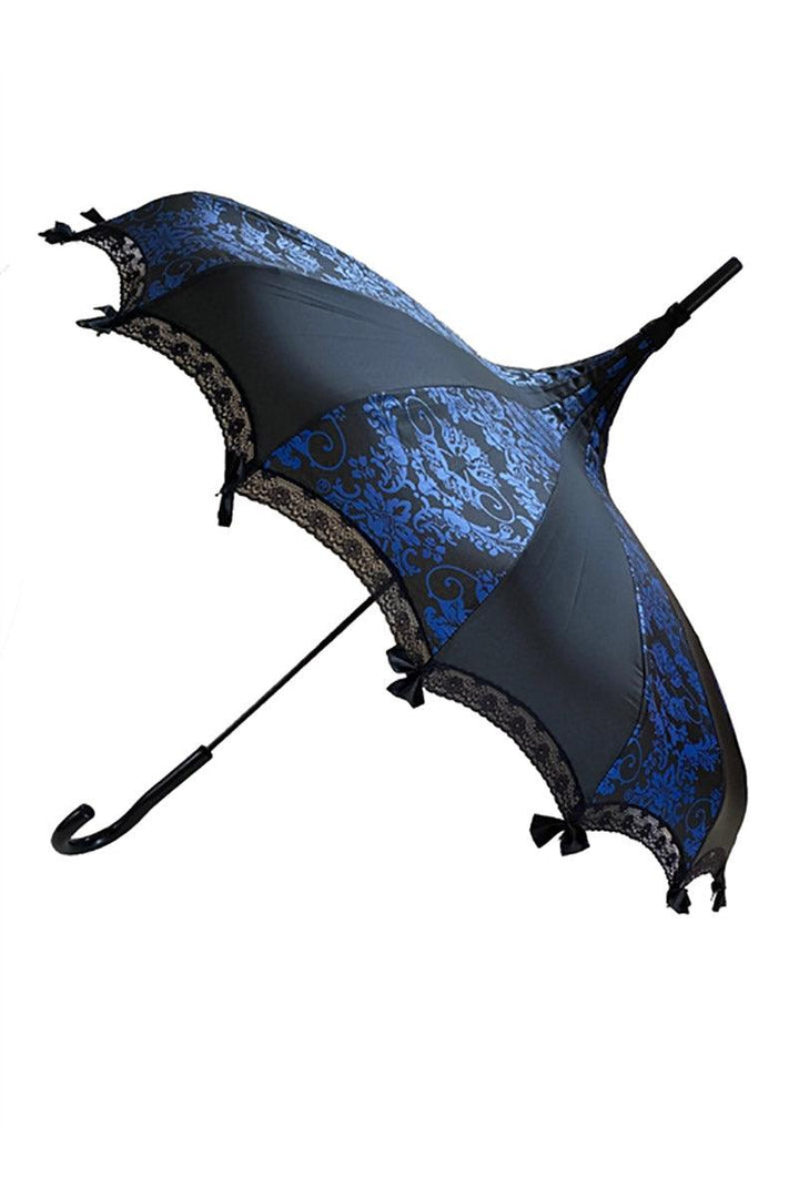 Hilarys Vanity Bat Damask Umbrella [Black/Blue] - VampireFreaks