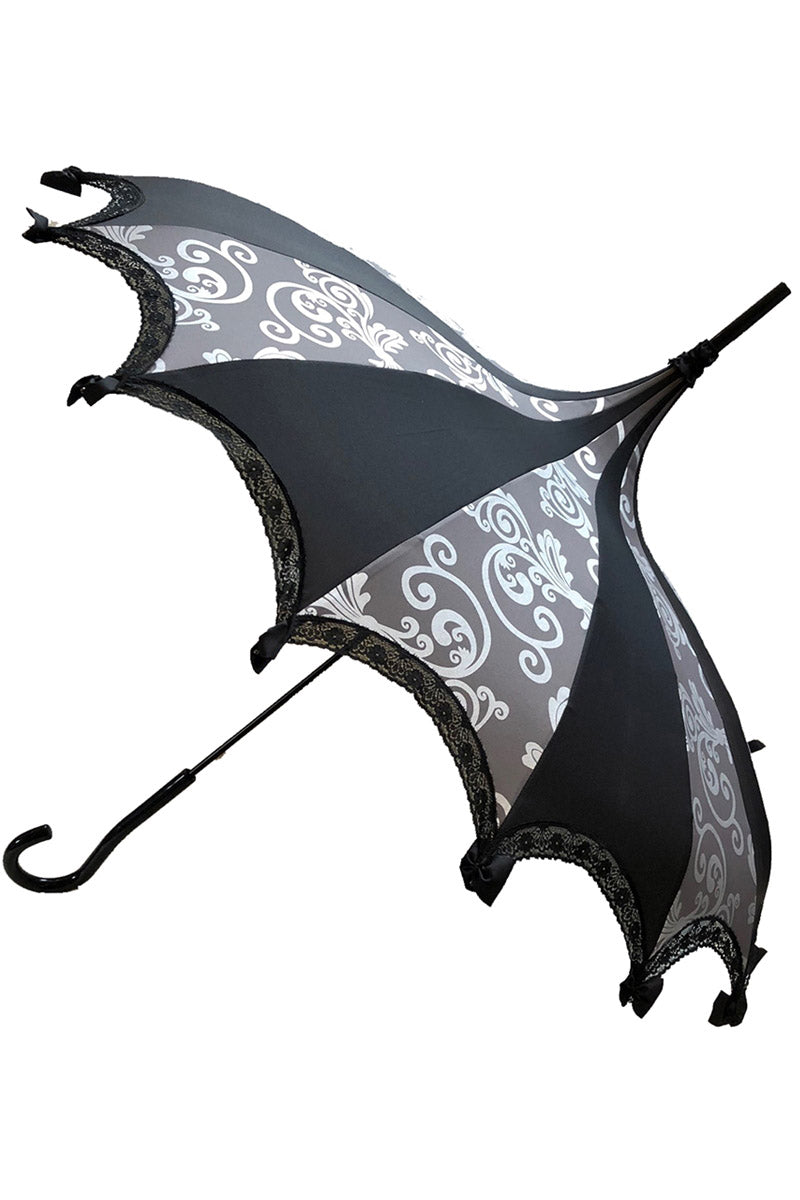 Gray and Silver Damask Umbrella