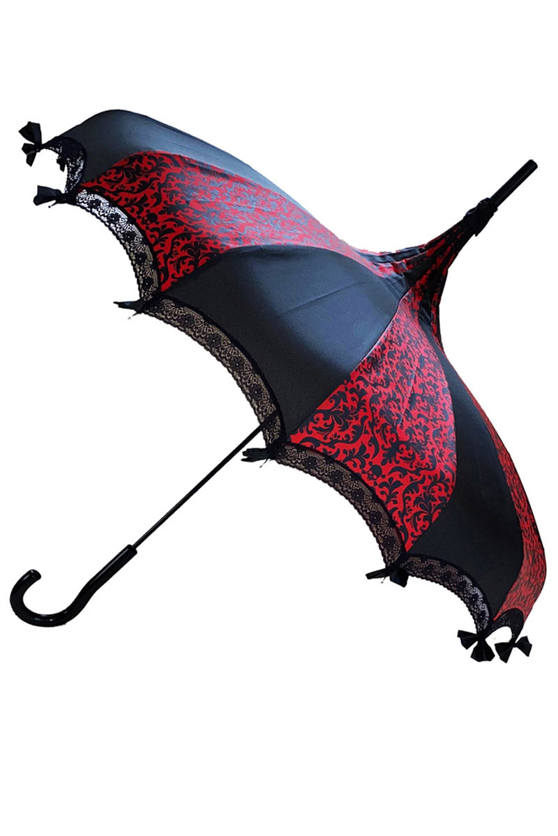 Skull Damask Umbrella [Red/Black]