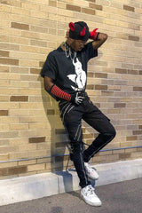 Tripp-Bondage-Hose mit geradem Bein [Schwarz]