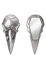 Raven Skull Hand Mirror [Antique Silver]