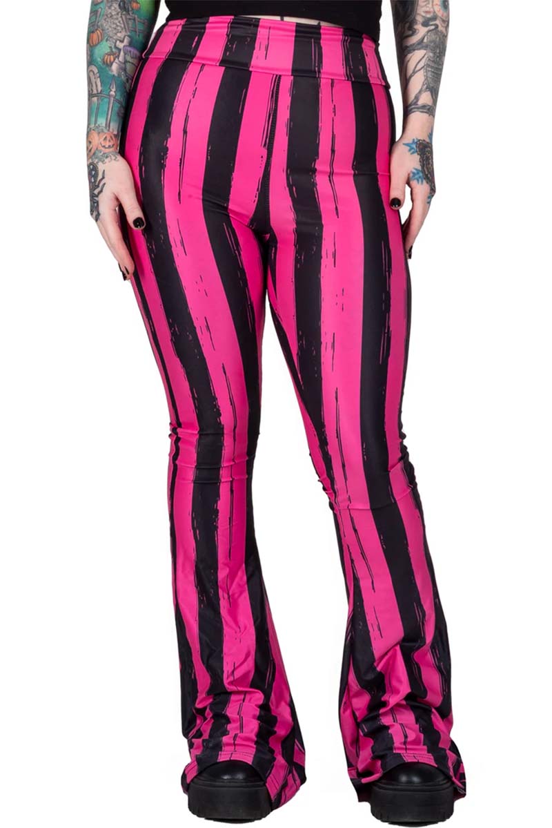 Pink and Black Striped Hellz Bellz Flares [BLACK/PINK]