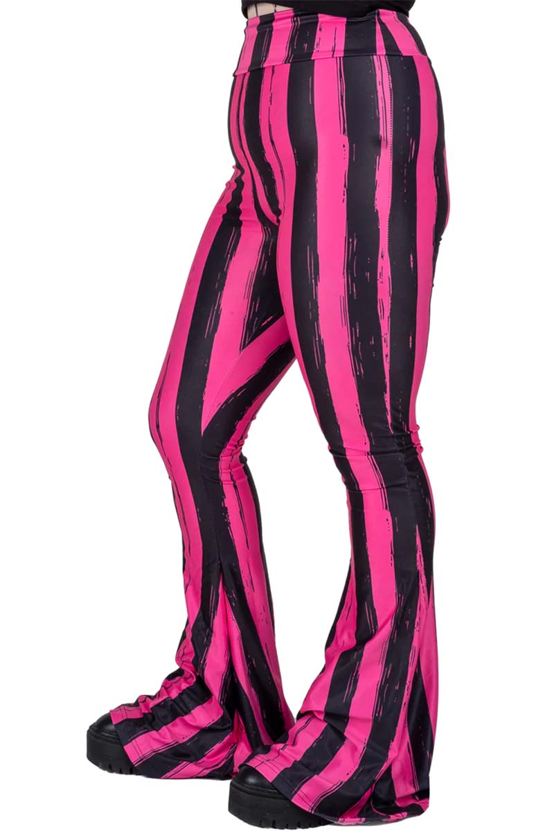 Gestreifte Schlaghose Hellz Bellz im Used-Look [SCHWARZ/ROSA]