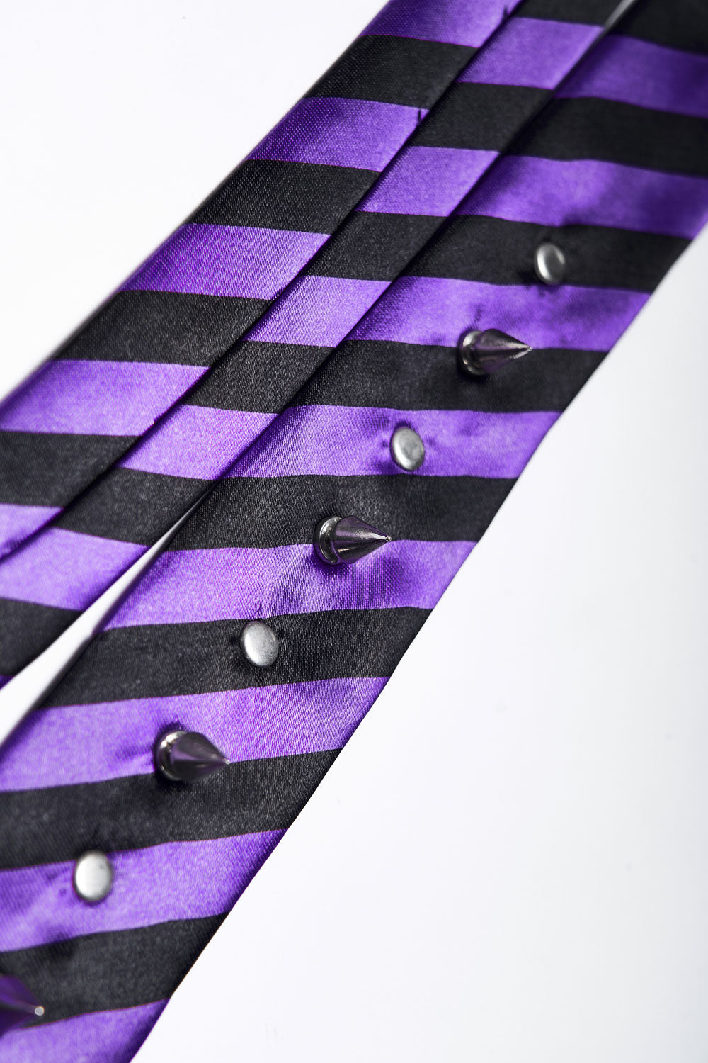 Spikes and Stripes Rivet Tie [Purple/Black]