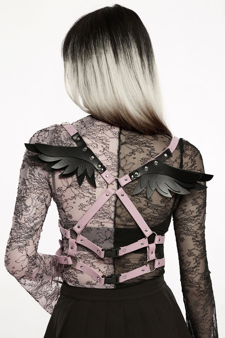 Pastel Goth Wings Harness [BLACK/PINK]