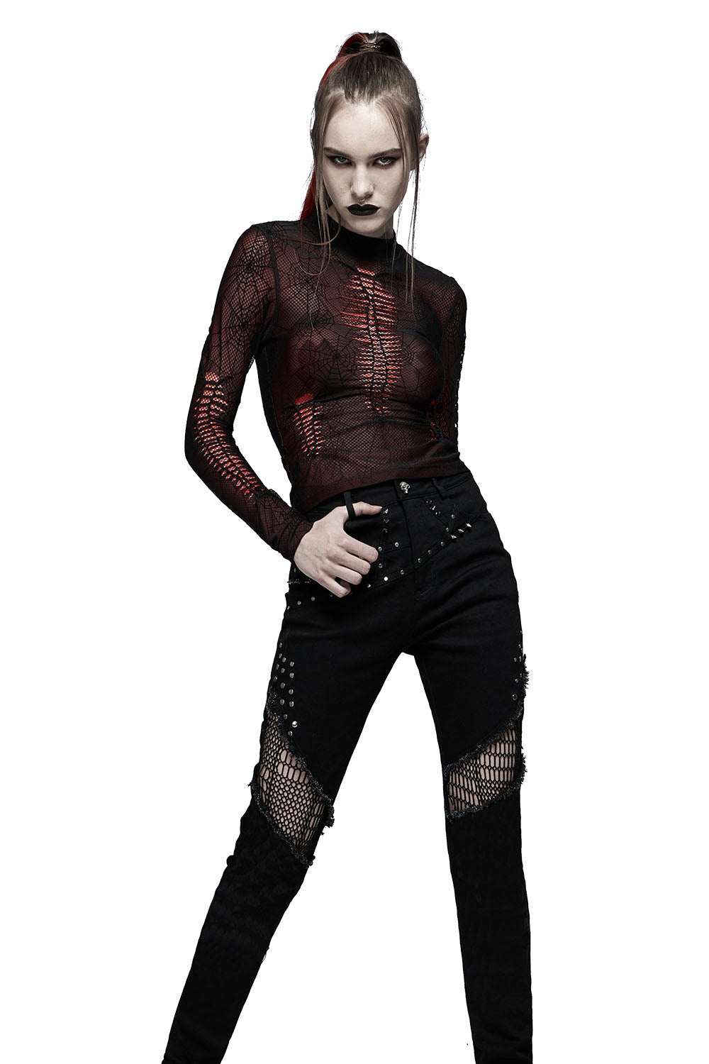 Weaving Webs Mesh Top [RED]