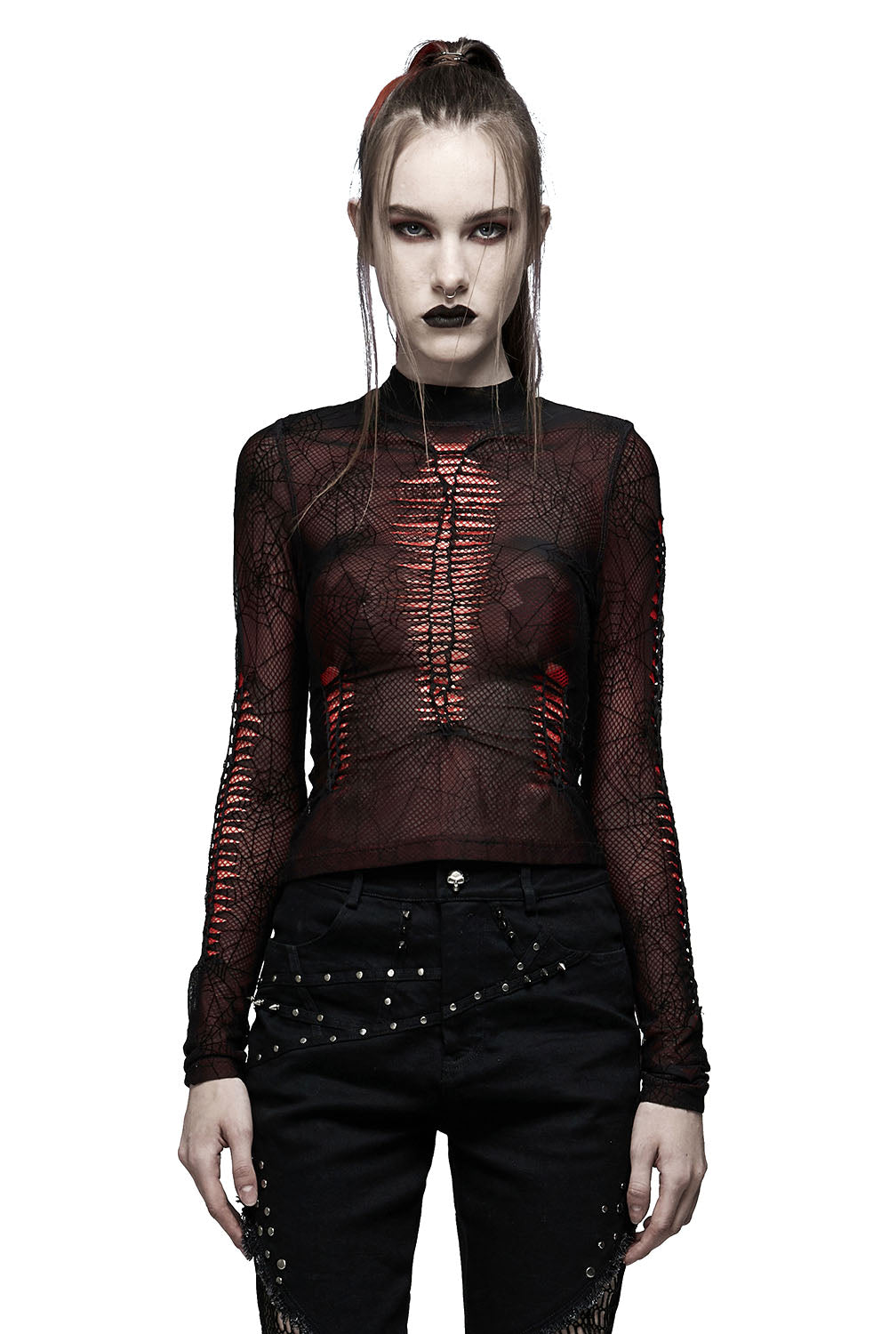 Weaving Webs Mesh Top [RED]