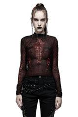 Weaving Webs Mesh Top [RED]