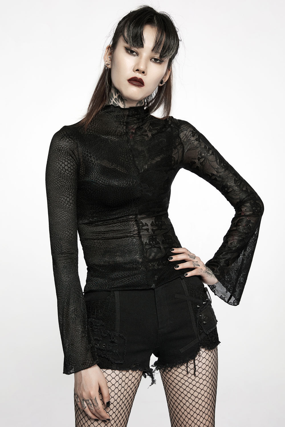 Mismatched Mesh Top [Skull/Snake]