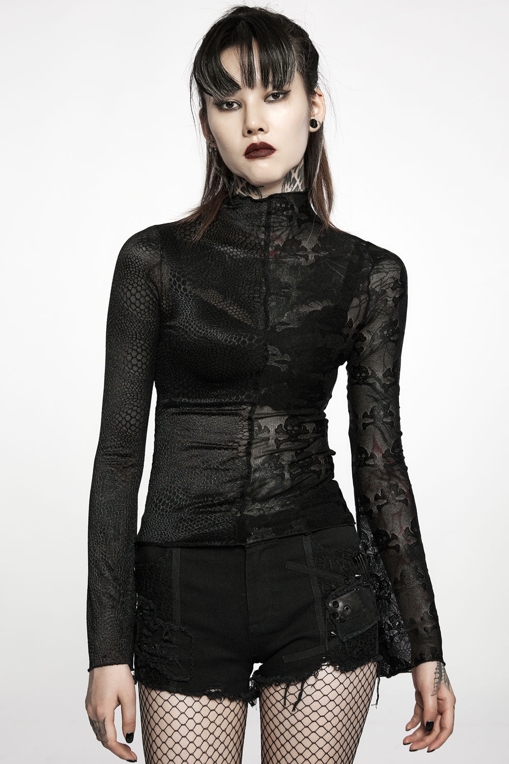 Mismatched Mesh Top [Skull/Snake]