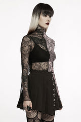 Pink Stitches Mismatched Mesh Top [BLACK/PINK]