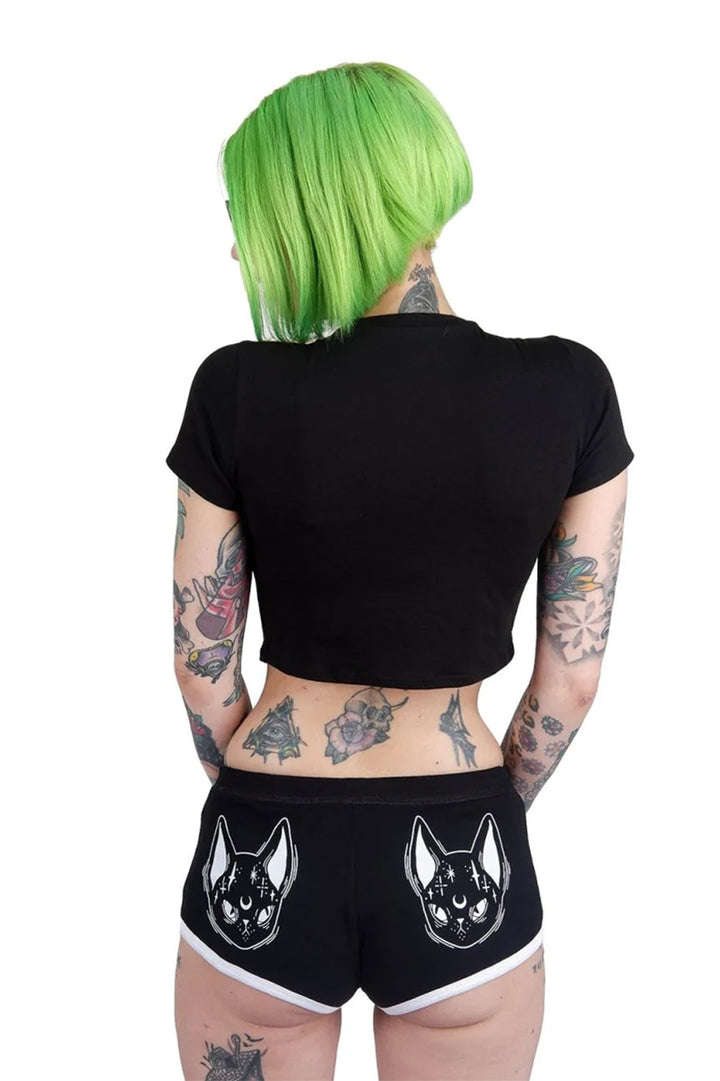 Witchy Cat Familiar Short Shorts [BLACK/WHITE]
