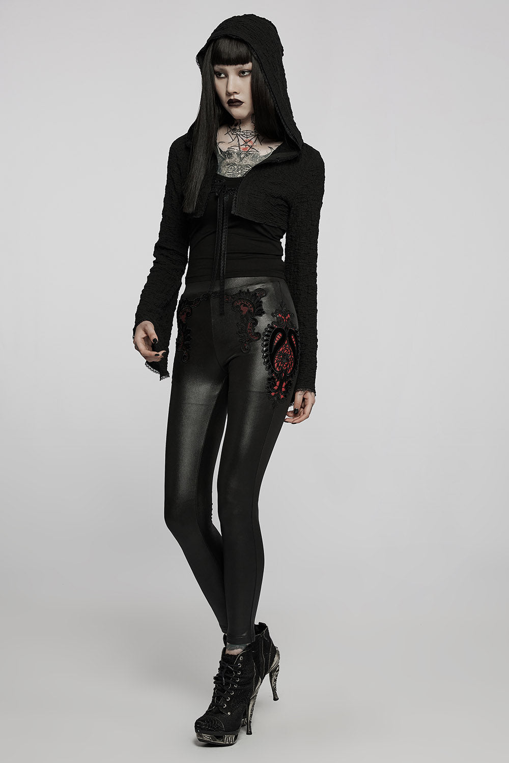 Leggings de efecto mojado con encaje líquido