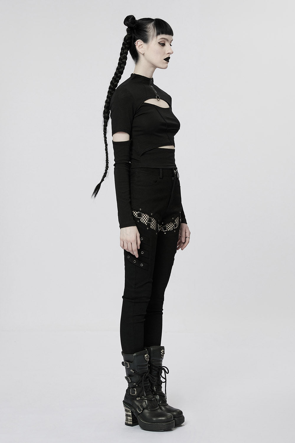 Doll Stitches Hollow-Out Top[BLACK]