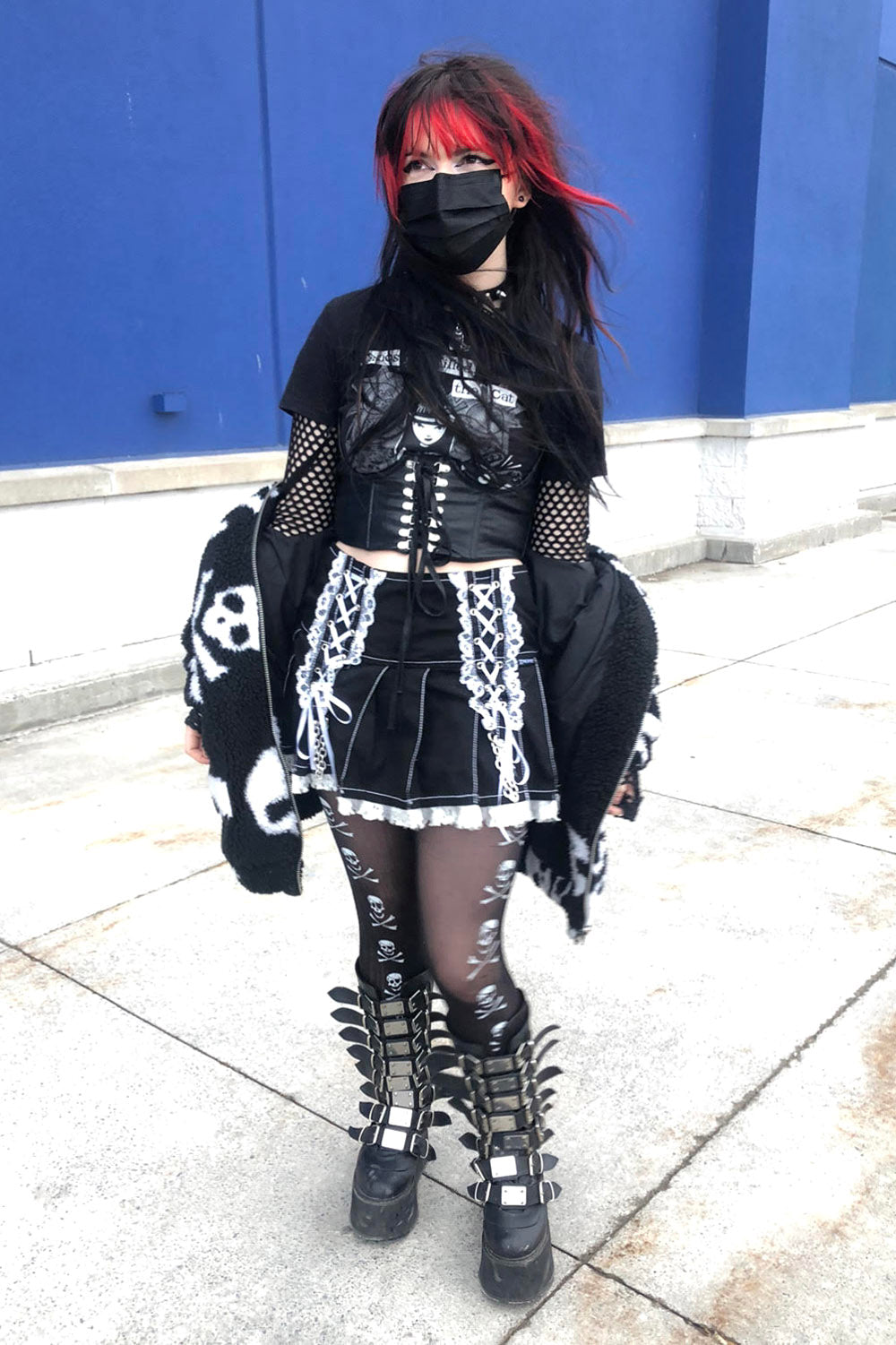 Lolita Pleated Skirt [Black/White]