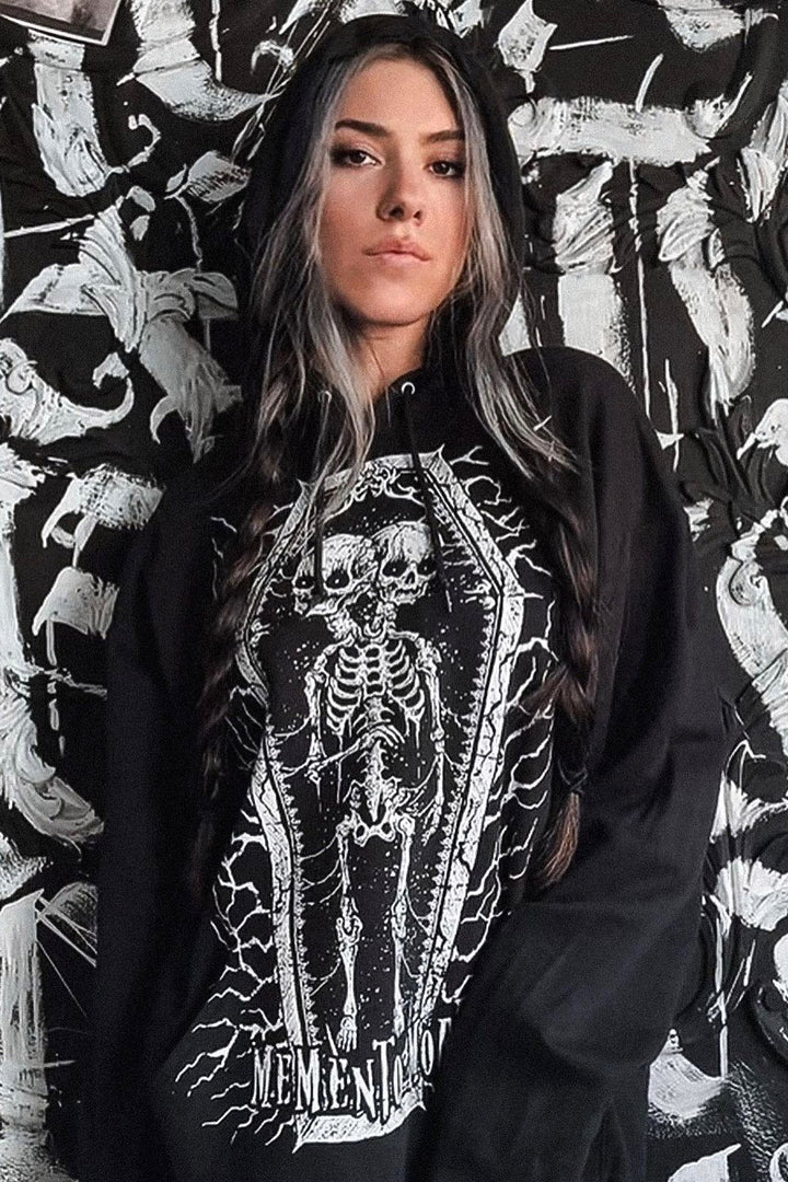 Memento Mori Conjoined Skeleton Twins Hoodie [Zipper or Pullover]