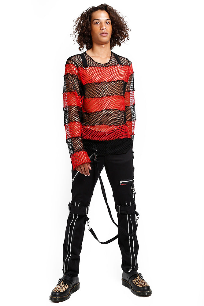 black and red mesh top