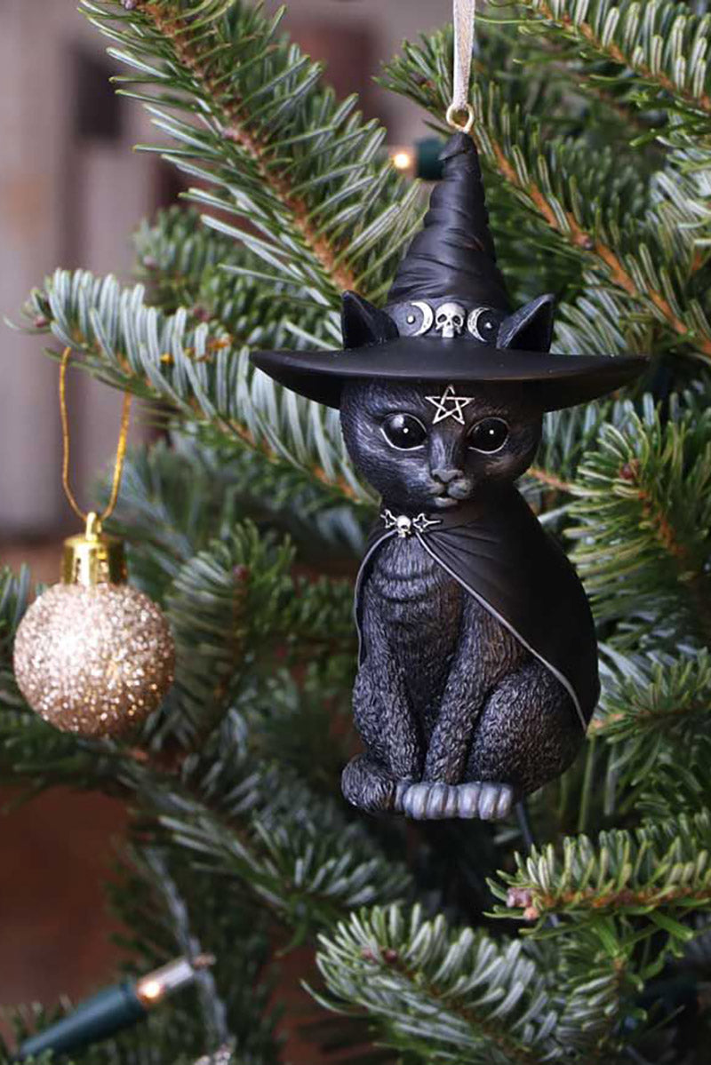 Purrah Black Witch Cat Hanging Ornament