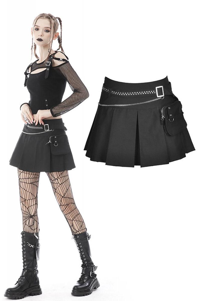 Dark In Love Baddiecore Pleated Mini Skirt - VampireFreaks